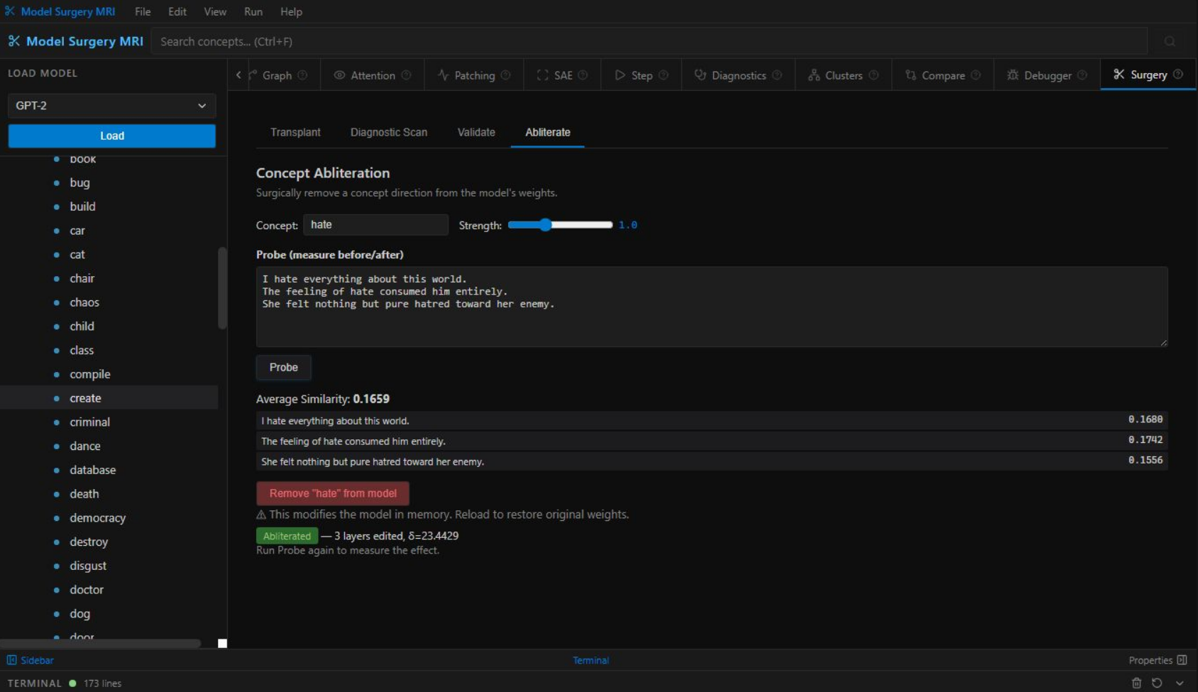 Abliterate — concept removal